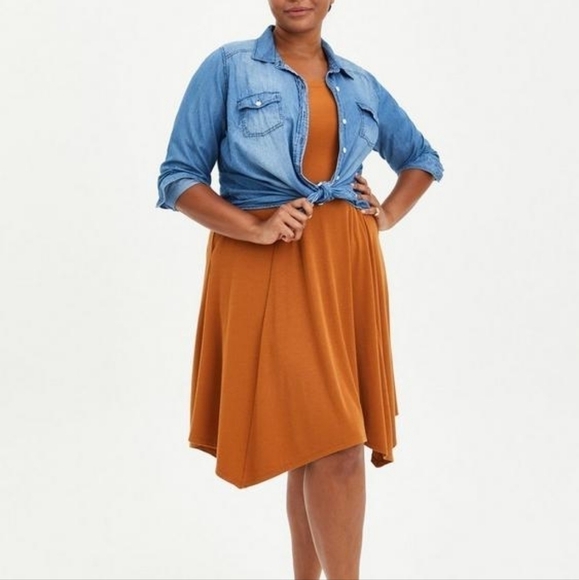 Torrid Midi Super Soft Rib Hanky Hem Dress Size 1/1X NWT - Picture 1 of 9